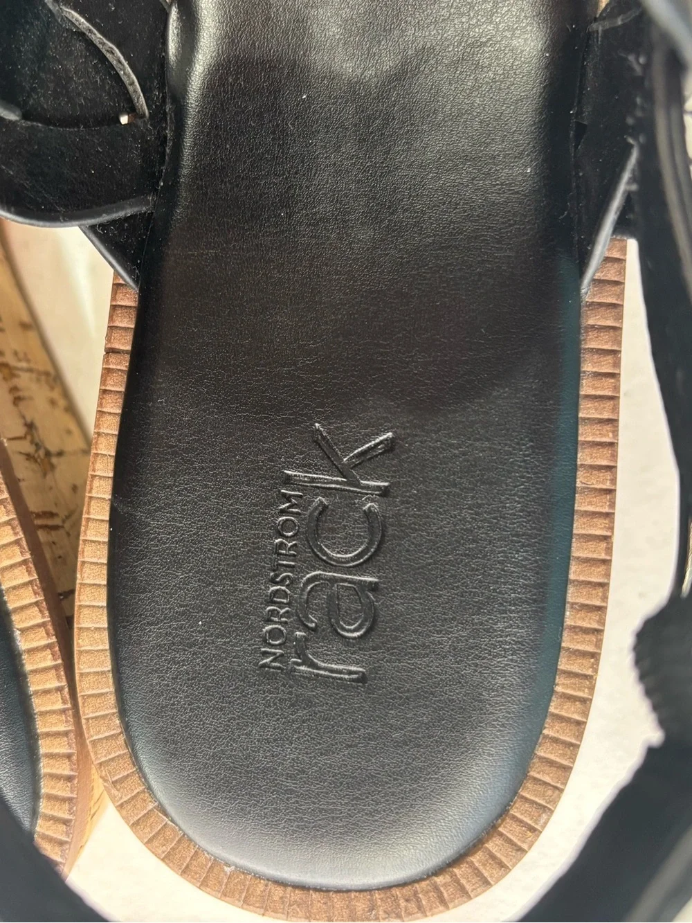 Nordstrom Rack Pennie Black Braided Platform Sandals Women's Size 9M Cork Wedge